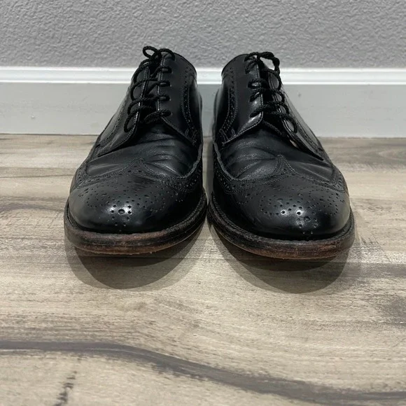 Florsheim Oxford Shoes Men Size 11.5 C Black Cortez Leather Wingtip Brogue 20804 - Picture 4 of 13